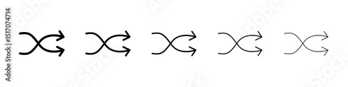 Shuffle icon graphic set. trendy stroke line style