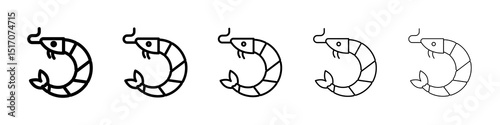 Shrimp icon graphic set. trendy stroke line style