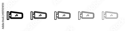Side mirror icon graphic set. trendy stroke line style