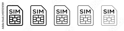 Sim card icon graphic set. trendy stroke line style