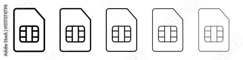 Sim card icon graphic set. trendy stroke line style