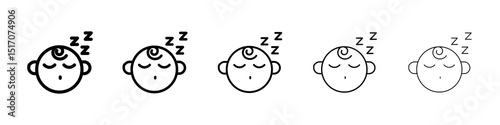 Sleeping baby icon graphic set. trendy stroke line style