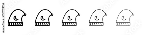 Sleeping Hat icon graphic set. trendy stroke line style