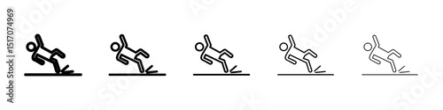 Slippery floor icon graphic set. trendy stroke line style