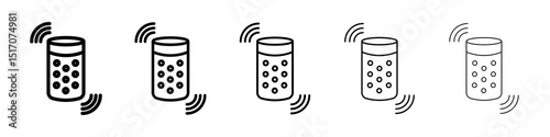 Smart speaker icon graphic set. trendy stroke line style