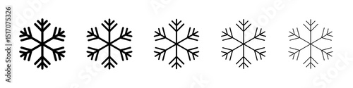 Snowflake icon graphic set. trendy stroke line style
