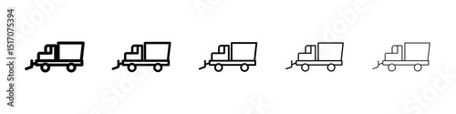 Snowplow icon graphic set. trendy stroke line style
