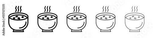 Soup icon graphic set. trendy stroke line style
