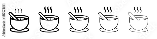Soup icon graphic set. trendy stroke line style