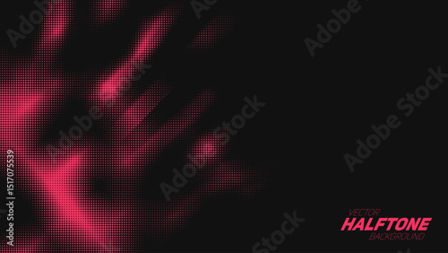 Abstract vector torn red halftone background. Scrathed dotted texture element.