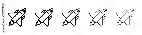 Space shuttle icon graphic set. trendy stroke line style