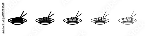 Spaghetti pasta icon graphic set. trendy stroke line style