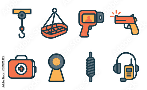Agent icon set. Police icons. Security set