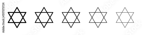 Star of David icon graphic set. trendy stroke line style
