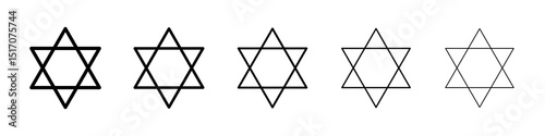 Star of David icon graphic set. trendy stroke line style