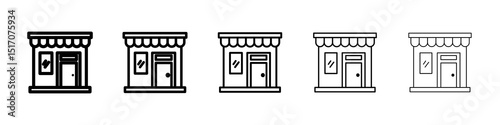 Store icon graphic set. trendy stroke line style