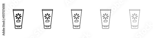 Sun cream icon graphic set. trendy stroke line style