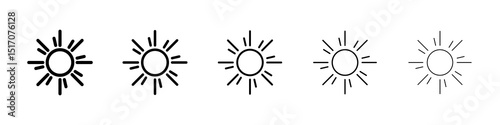 Sun icon graphic set. trendy stroke line style
