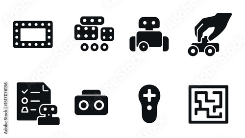 Robotics and automation silhouette icon set. technology and innovation symbols