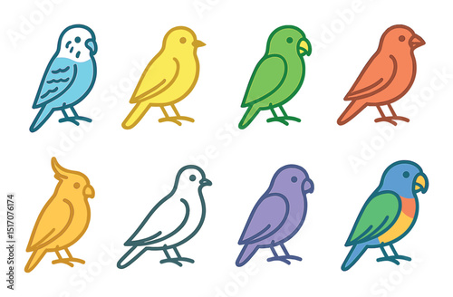 Birds silhouette icon set. avian graphics and nature-themed symbols