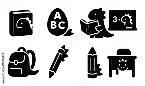 Education and learning silhouette icon set. school and study symbols included