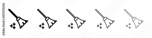 Sweeping icon graphic set. trendy stroke line style