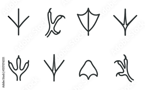 Animal tracks silhouette icon set: footprints, wildlife, nature symbols