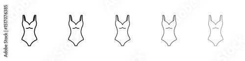 Swimsuit icon graphic set. trendy stroke line style