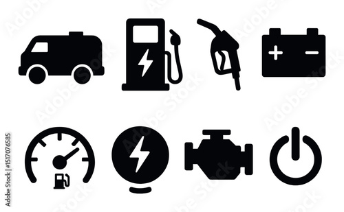 Automotive silhouette icon set. car maintenance and repair tool symbols