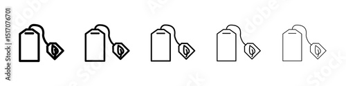 Tea bag icon graphic set. trendy stroke line style