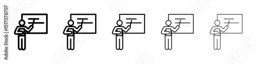 Teaching icon graphic set. trendy stroke line style