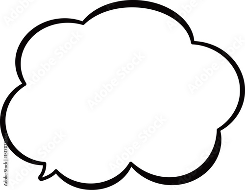 モコモコした雲の形のふきだし。使いやすい黒い線。異なる線幅