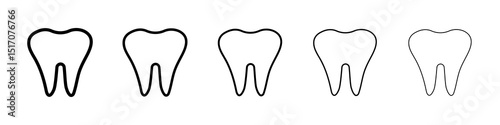 Teeth icon graphic set. trendy stroke line style