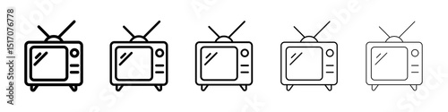 Television icon graphic set. trendy stroke line style