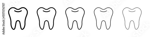 Teeth icon graphic set. trendy stroke line style
