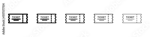 Ticket icon graphic set. trendy stroke line style