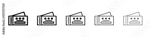 Ticket icon graphic set. trendy stroke line style