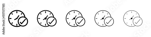 Time check icon graphic set. trendy stroke line style