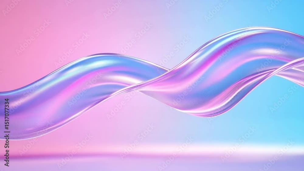 Fluid Metallic Wave on Pastel: An iridescent wave of fluid metallic material flows gracefully against a soft gradient pastel background, blending the smoothness and subtle color scheme.