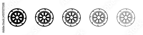 Tire icon graphic set. trendy stroke line style