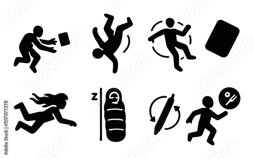 Sports action silhouette icon set for athletic activities and fitness symbols