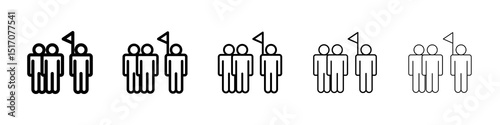 Tour guide people icon graphic set. trendy stroke line style