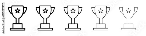 Trophy icon graphic set. trendy stroke line style