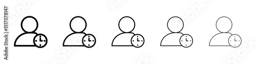 User time icon graphic set. trendy stroke line style