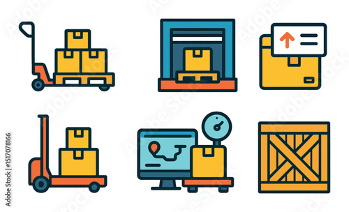 Logistics and delivery icon set. flat style shipping and transportation symbols