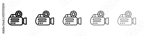 Video camera icon graphic set. trendy stroke line style