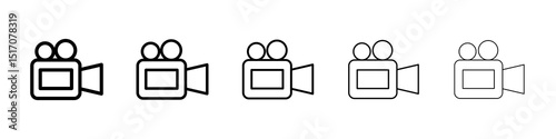 Video camera icon graphic set. trendy stroke line style