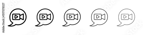 Video chat icon graphic set. trendy stroke line style