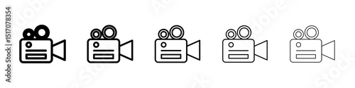 Video icon graphic set. trendy stroke line style