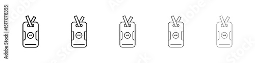 VIP neck tag icon graphic set. trendy stroke line style